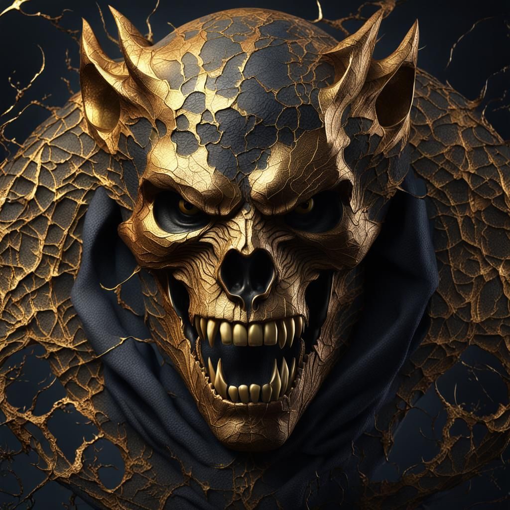 Elegant Werewolf Portrait with Golden Kintsugi Accents