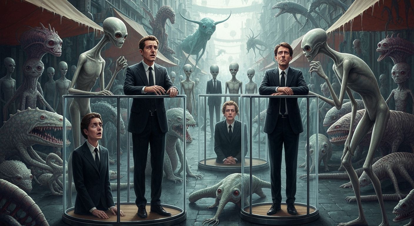 Dystopian Alien Market: Humans for Sale