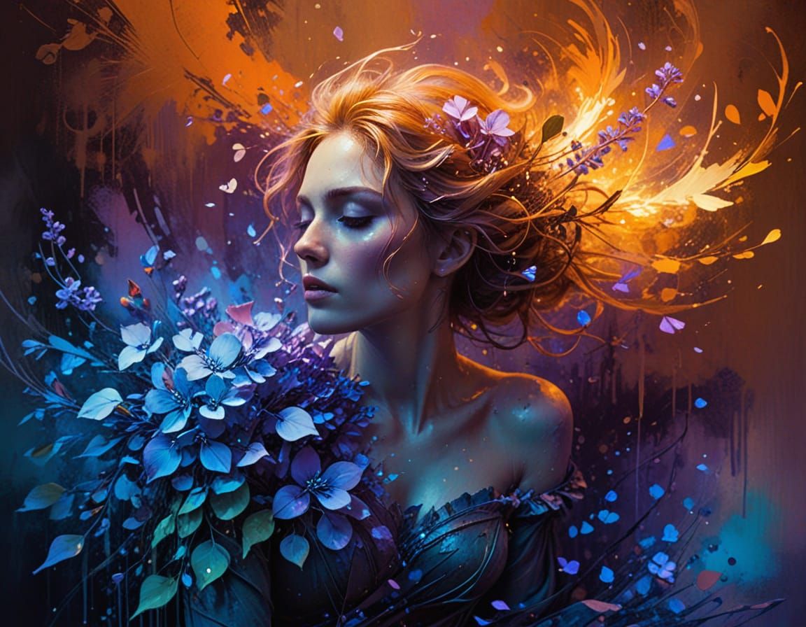 Vibrant Lilac Blooms in Whimsical, Magical Style