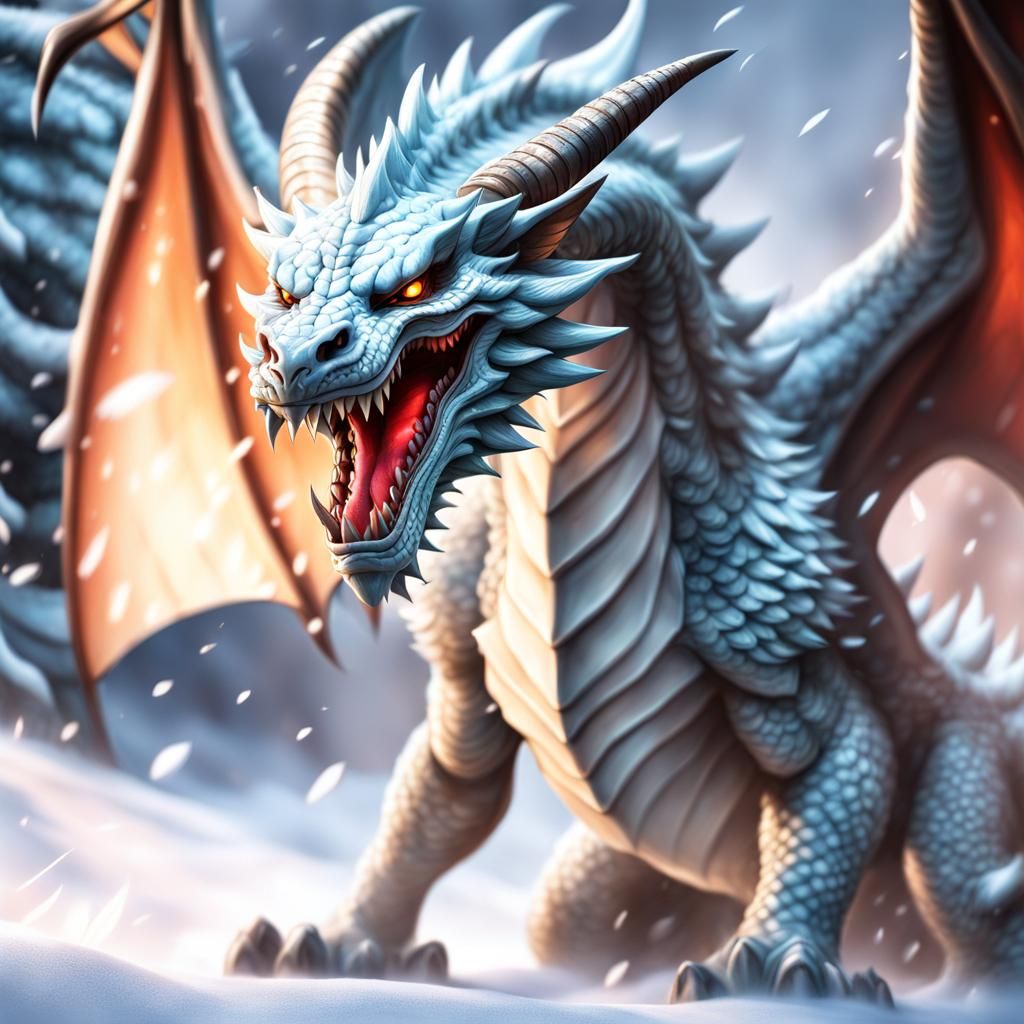 Hyperrealistic Winter Dragon in Dramatic Lighting