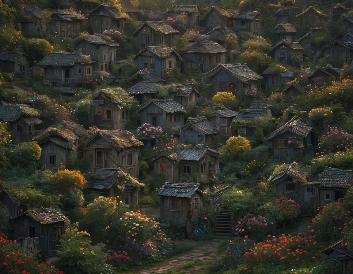 Luminous Garden Oasis Amid Dark Cityscapes