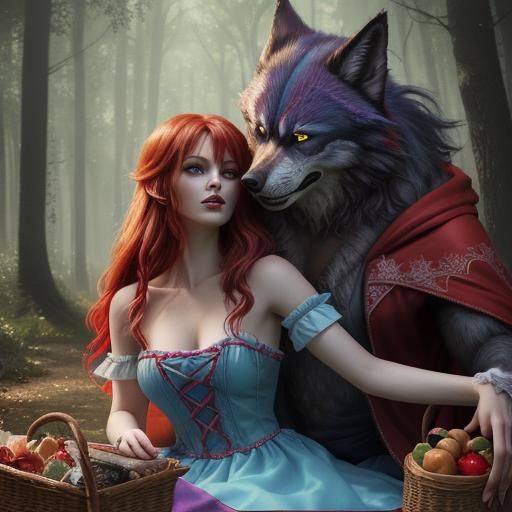 Little Red while having a picnic with the Werewolf