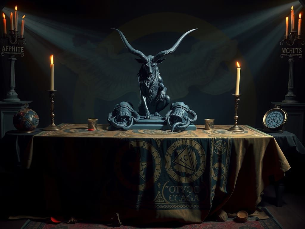 Mystic Altar with Baphomet in Giger Style