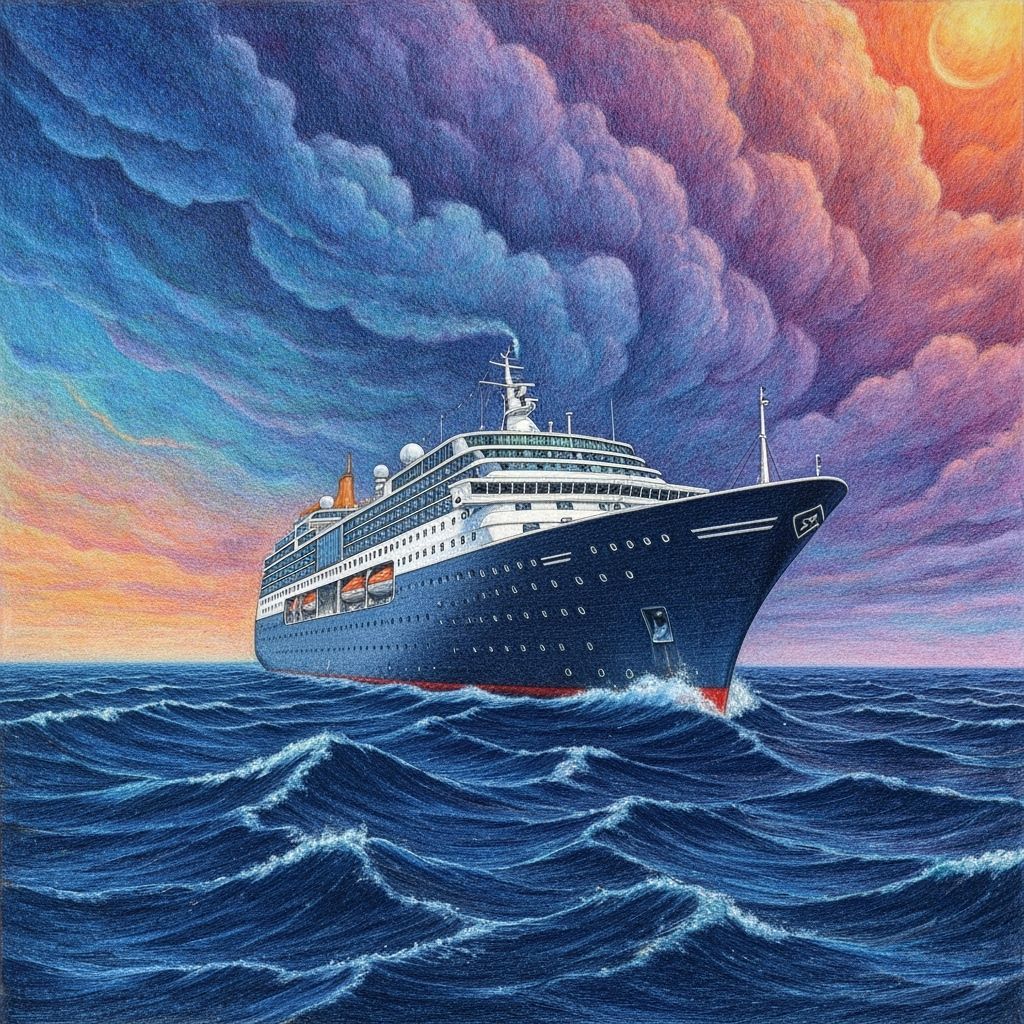 Detailed Pencil Drawing of a Majestic Cruise Ship