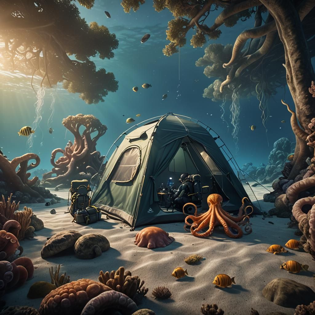 Epic Underwater Tent Scene in HDR with 8K Resolution
