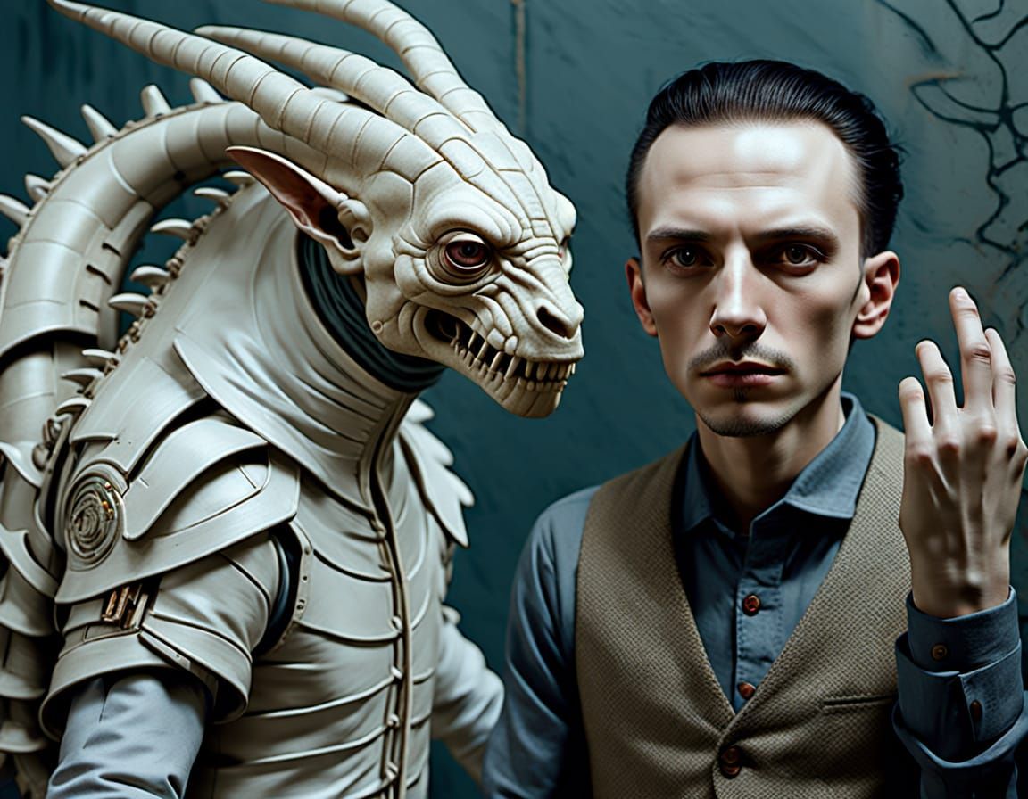 Man Adjusting Gloves in Classic Illustration Style