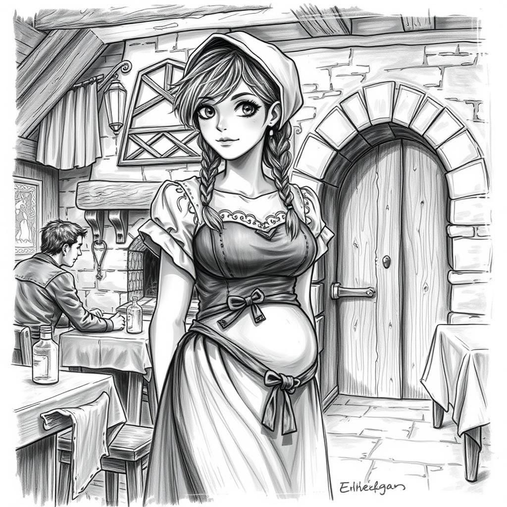 Young Barmaid in Medieval Tavern