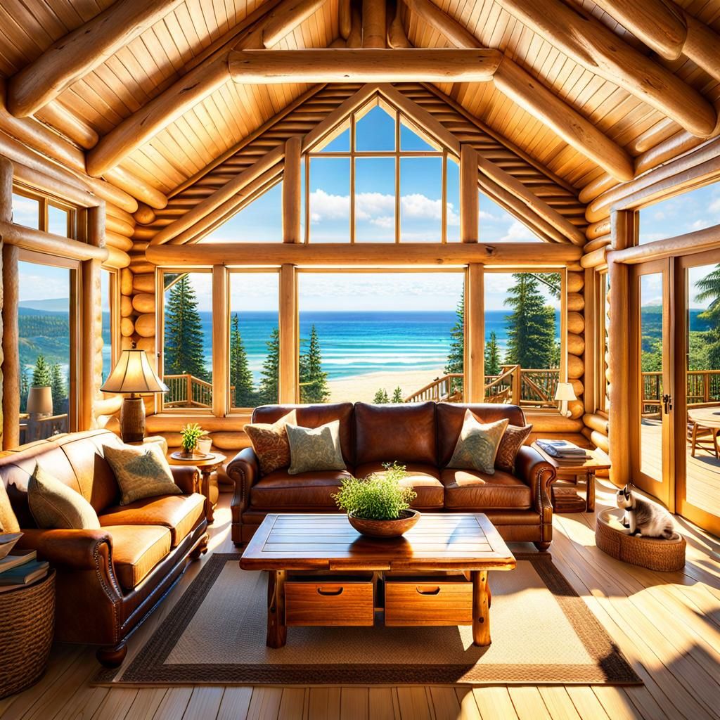 Cozy Oceanside Log Cabin Retreat