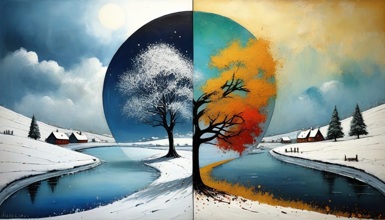 Transition from Summer to Winter in Textured Encaustic Art
