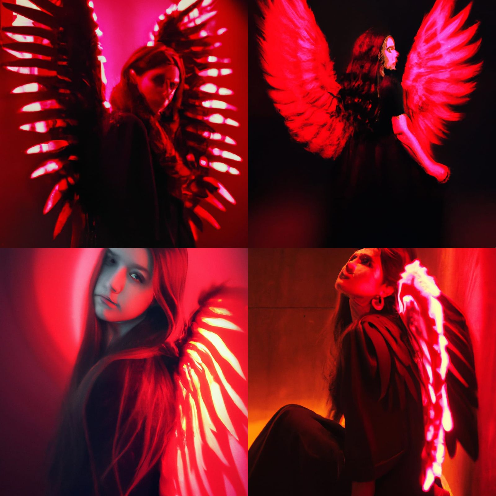 Dark Guardian Angel with Neon Wings