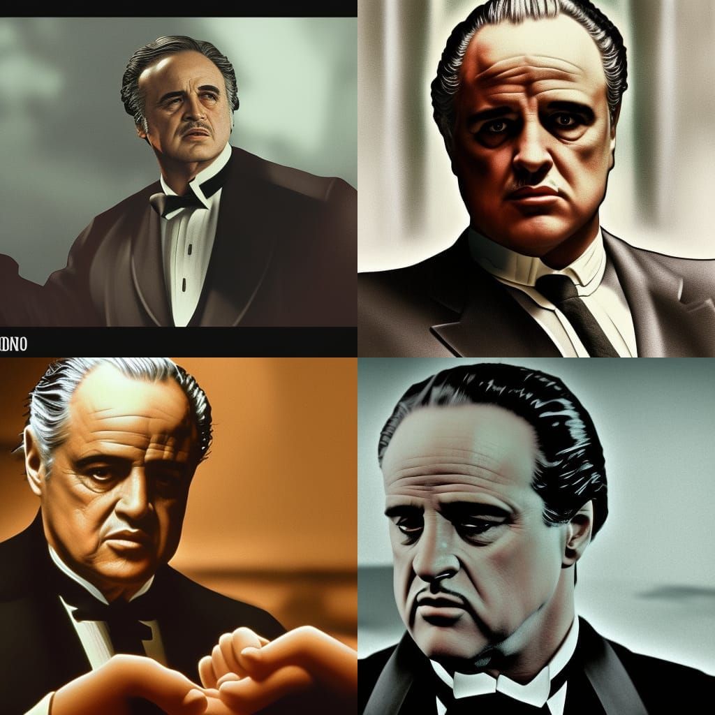 Marlon Brando as Epic Godfather Don in Vibrant Matte Paintin...