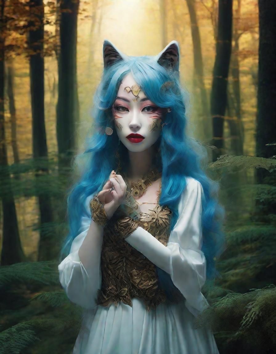 Mystical Feline Spirit Emerges from Enchanted Woodland