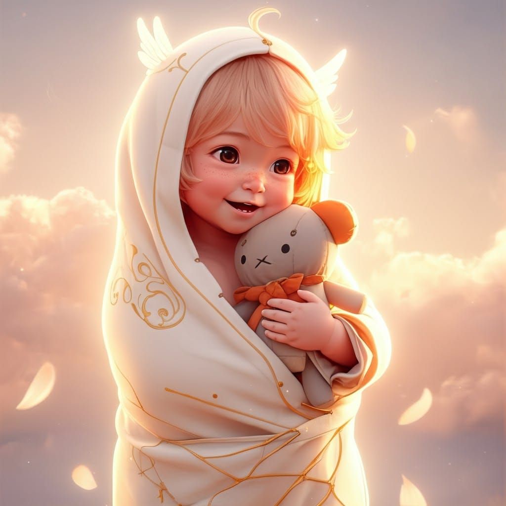 Joyful Cherubic Child in Ethereal Surroundings