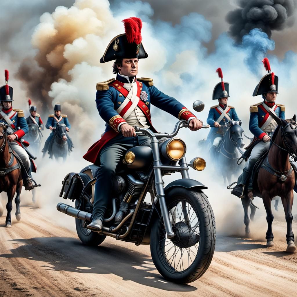 Napoleon in Ceremonial Uniform Leads French Troops on Harley...