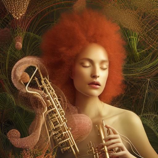 Ethereal Mycelium Woman: A Sublime Surreal Instrument