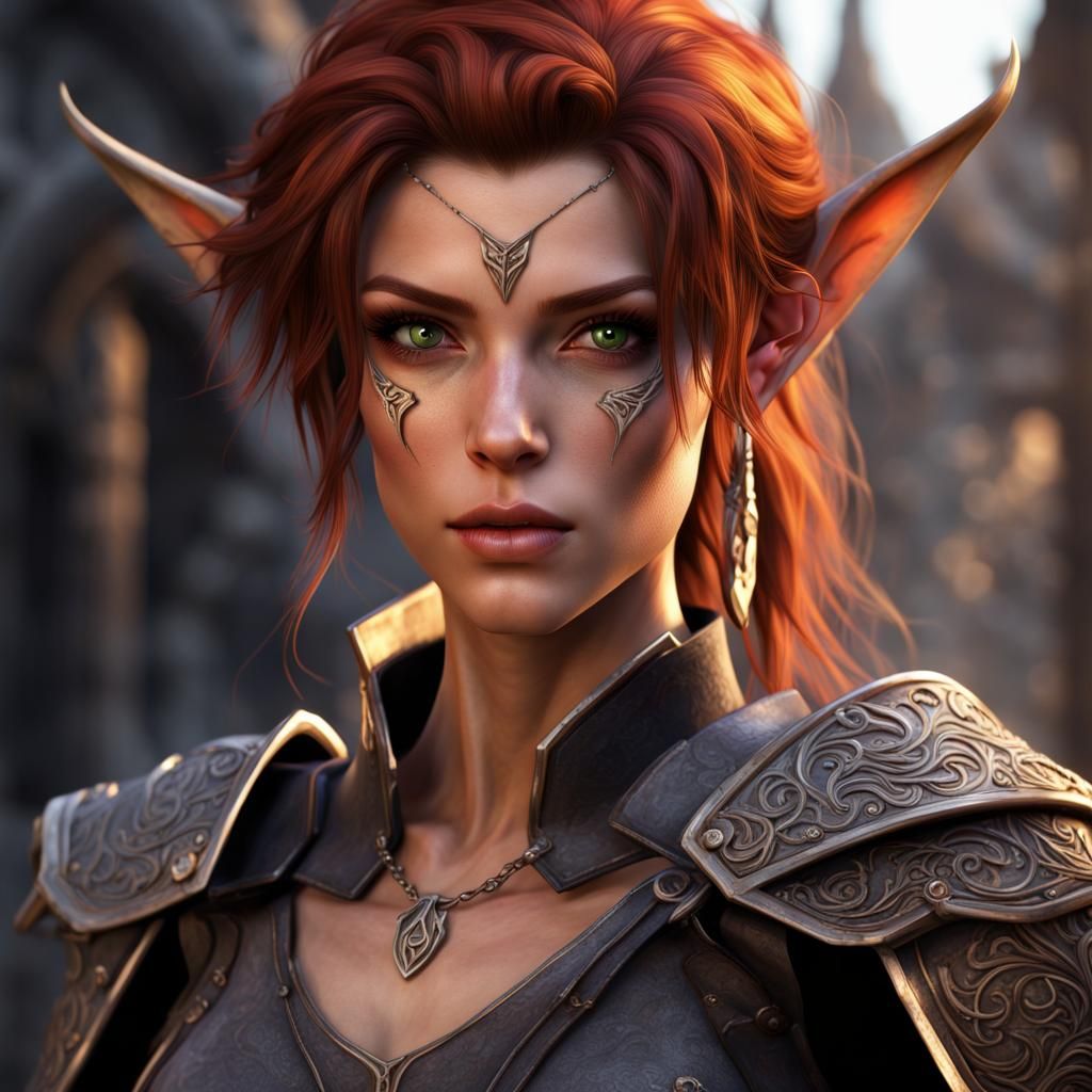 Ethereal Half Elf Rogue in Vibrant Fantasy Realm