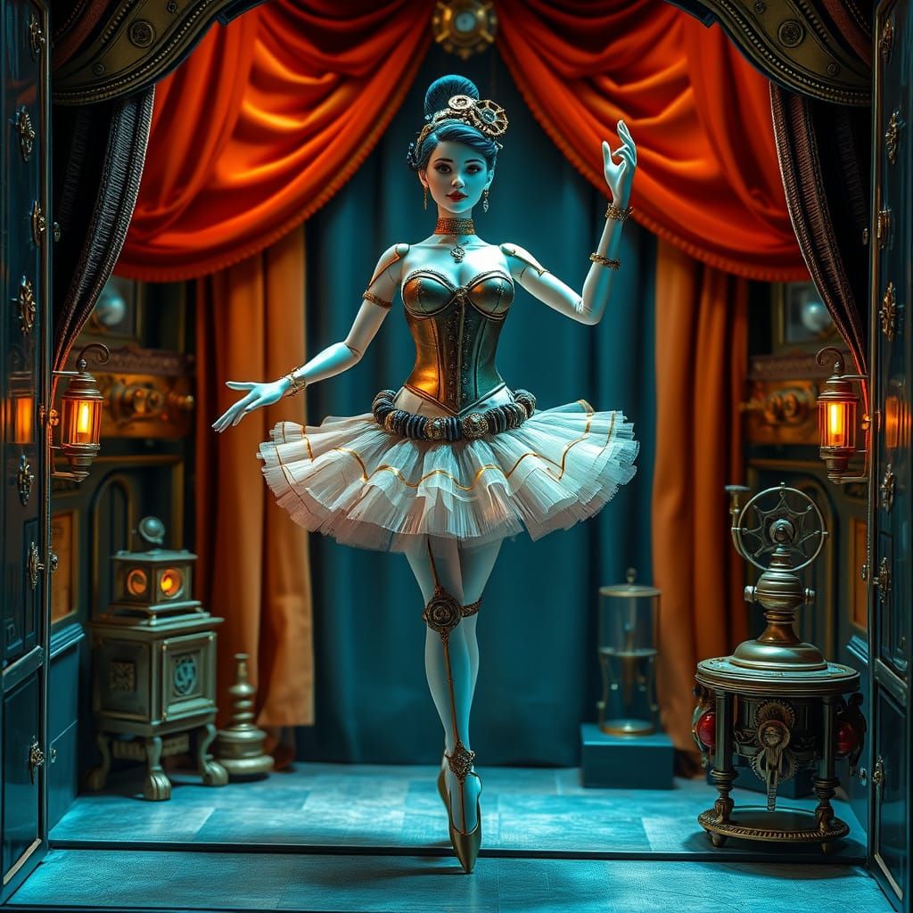 Steampunk Automaton Ballerina Action Figure in Cyberpunk Sty...