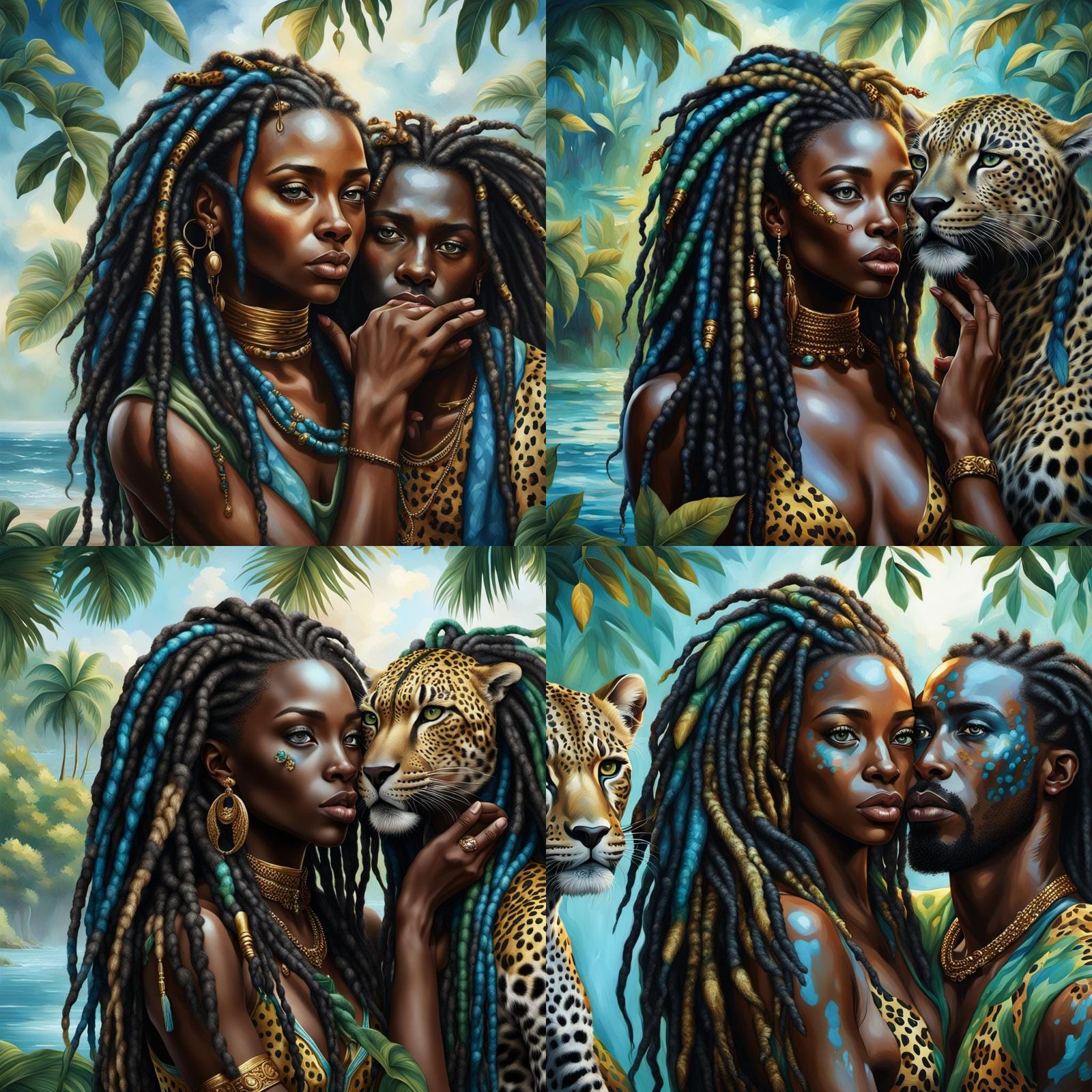 Ethereal Beauty in Ancient Luxuriance, Cyberpunk Oil Paintin...