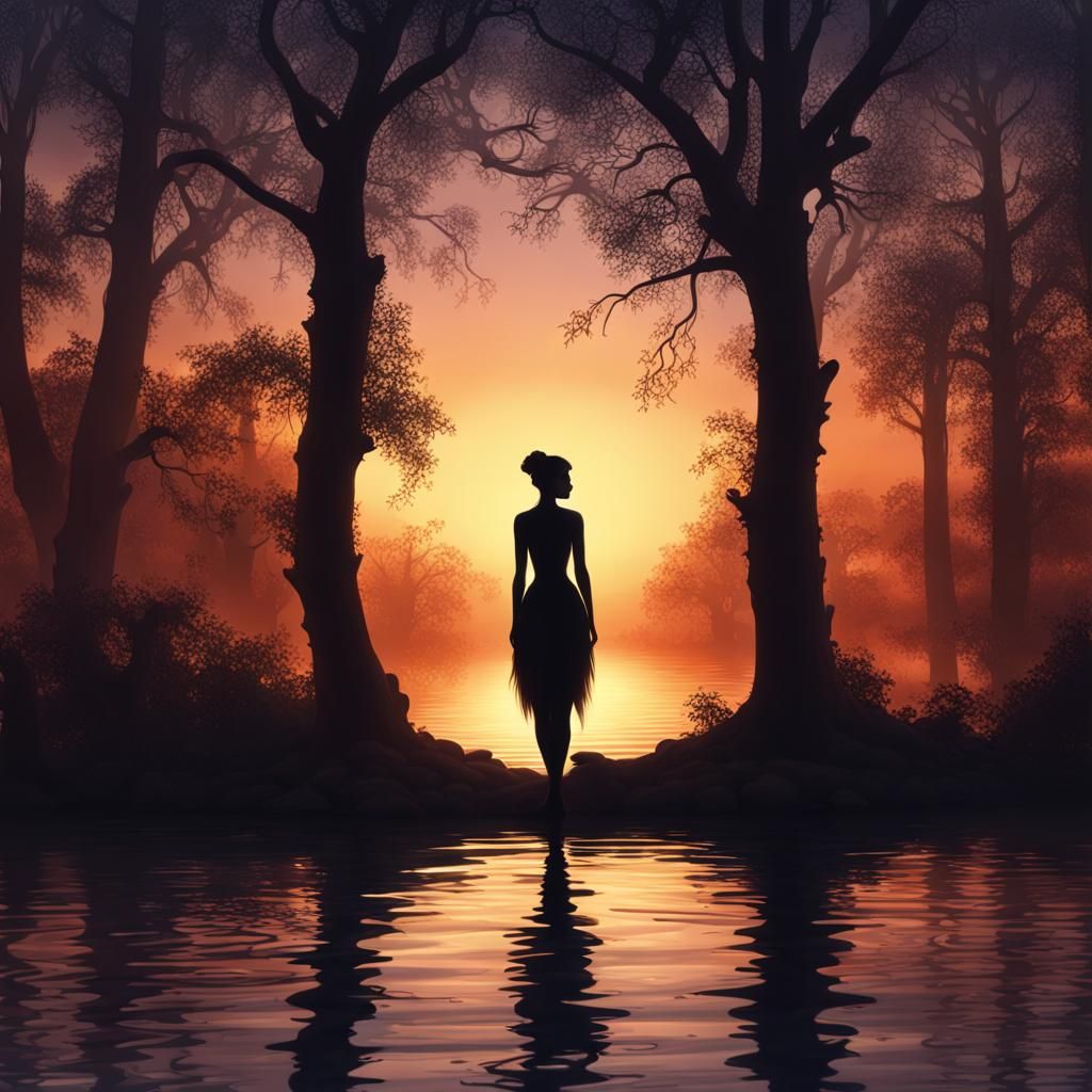 Dreamy Sunset Silhouette in a Studio of Wonder