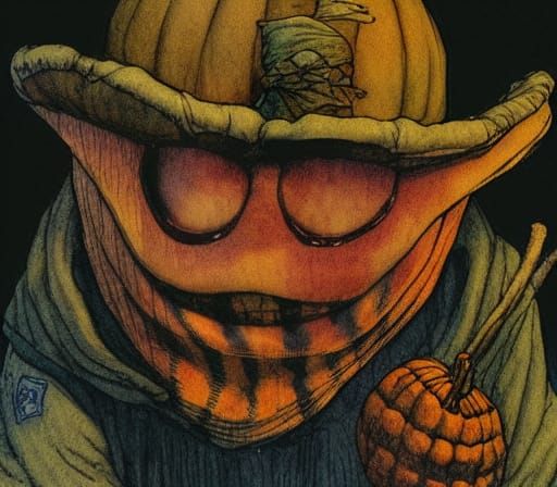 Atmospheric Watercolour Portrait of Sam on Halloween Night