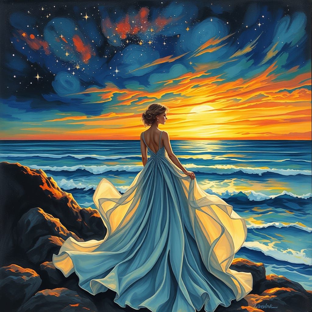 Sunset Siren: Hyperdetailed Drawing with Gouache and Waterco...