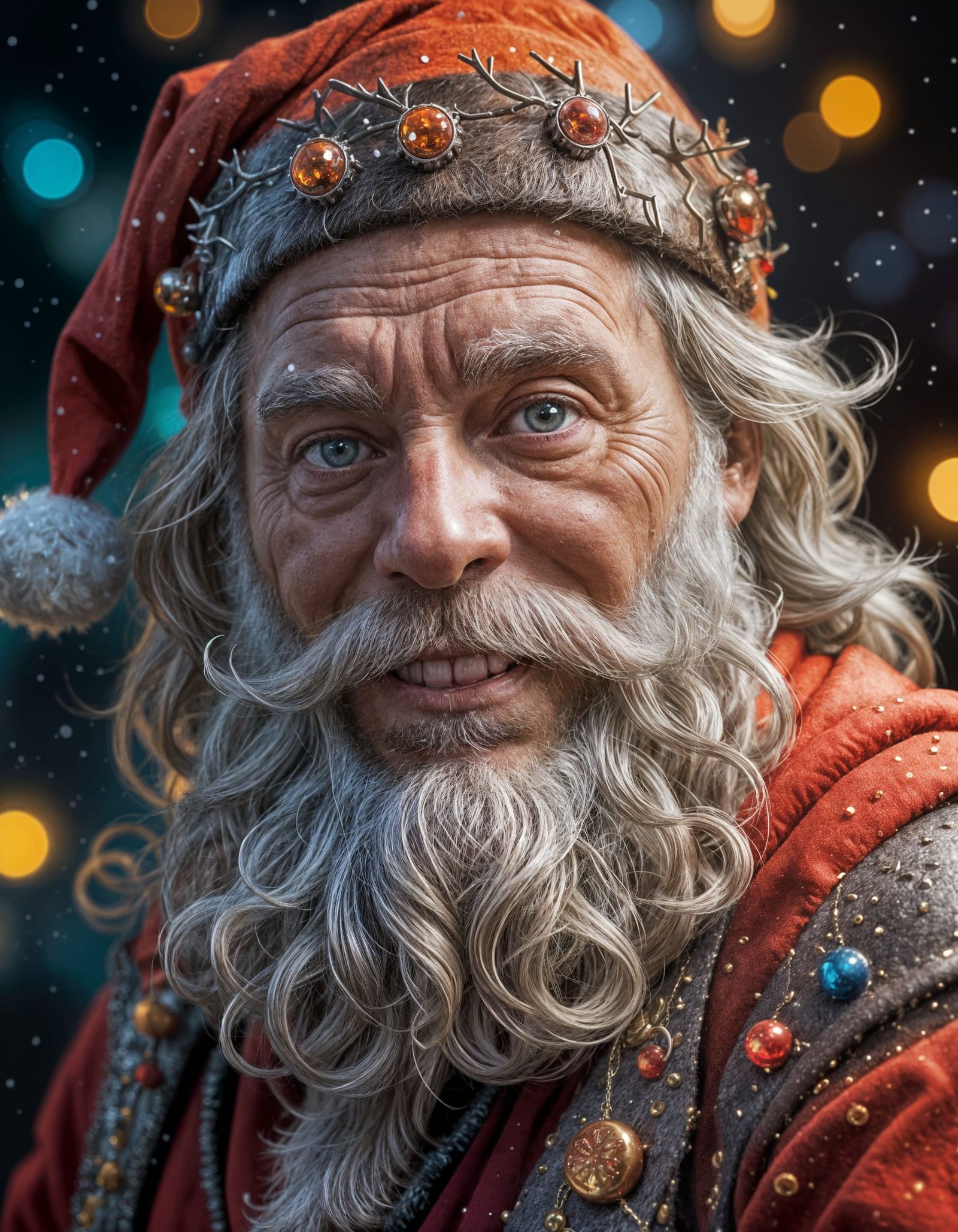 Surreal Santa Claus Portrait in Hyperrealistic Style