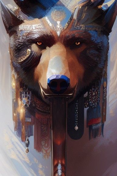 Cyberpunk-Inspired Bear Warrior in Detailed Portrait