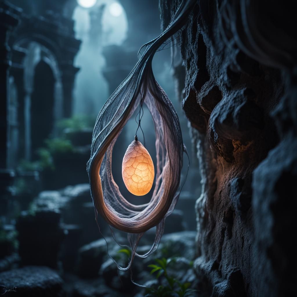 Moonlit Cocoon in Ancient Ruins