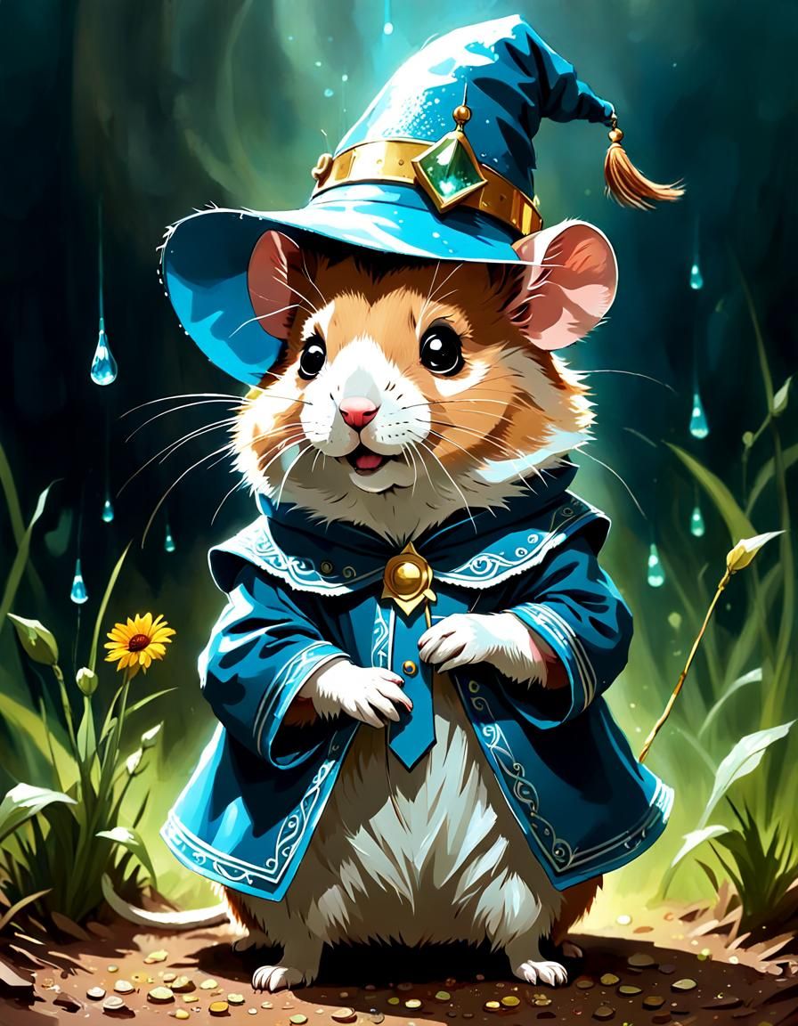 Adorable Wizard of Oz Hamster in a Whimsical Digital Paintin...