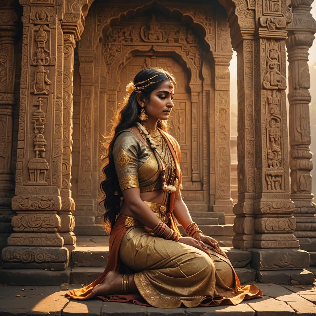 Golden Goddess in Ancient Temple Glory