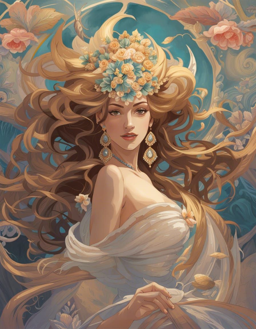 Sea Goddess Portrait in Ethereal Fantasy Style