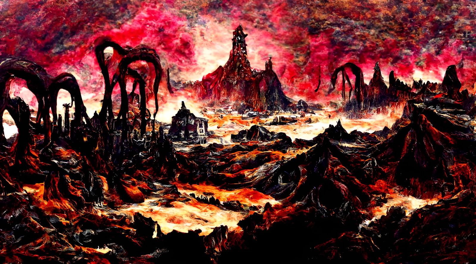 Cyberpunk Hyperdetailed Hellish Landscape in Lovecraftian St...
