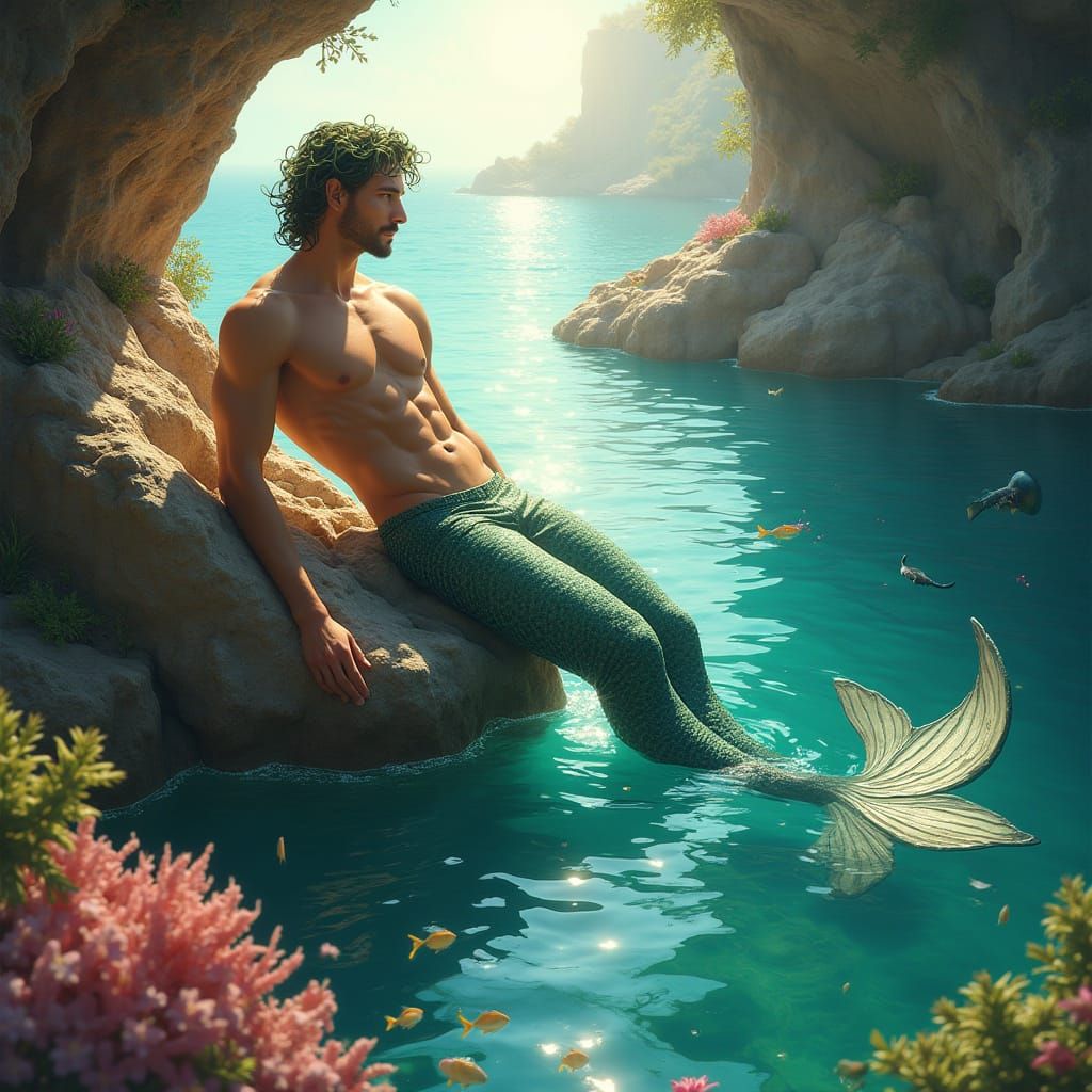 Muscular Merman in Hyperrealistic Art
