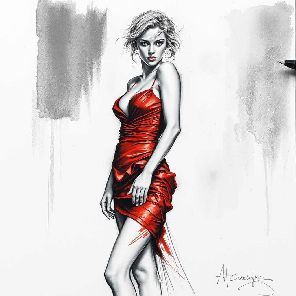 Art Student Portrait in Rough Charcoal Sketch Style