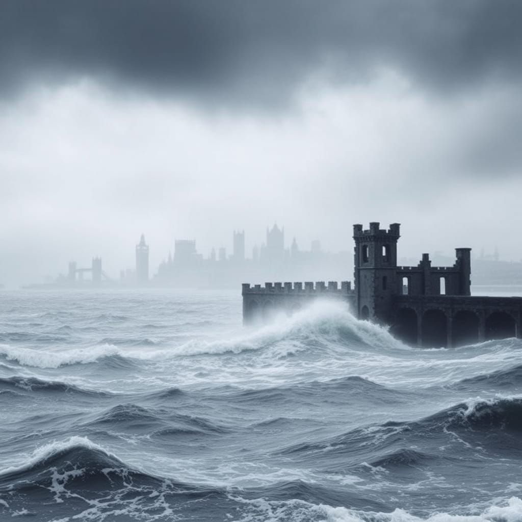 London Submerged in Turbulent North Sea Seascape