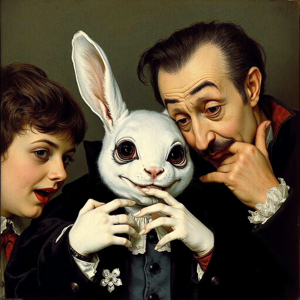 Grotesque Rabbits and Vampires in an Expressionist Style