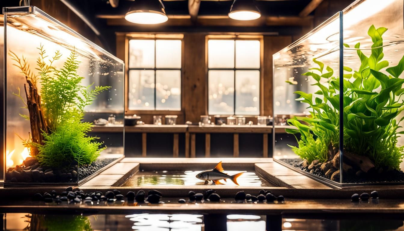 Hyperrealistic Ramen Bar Aquarium View