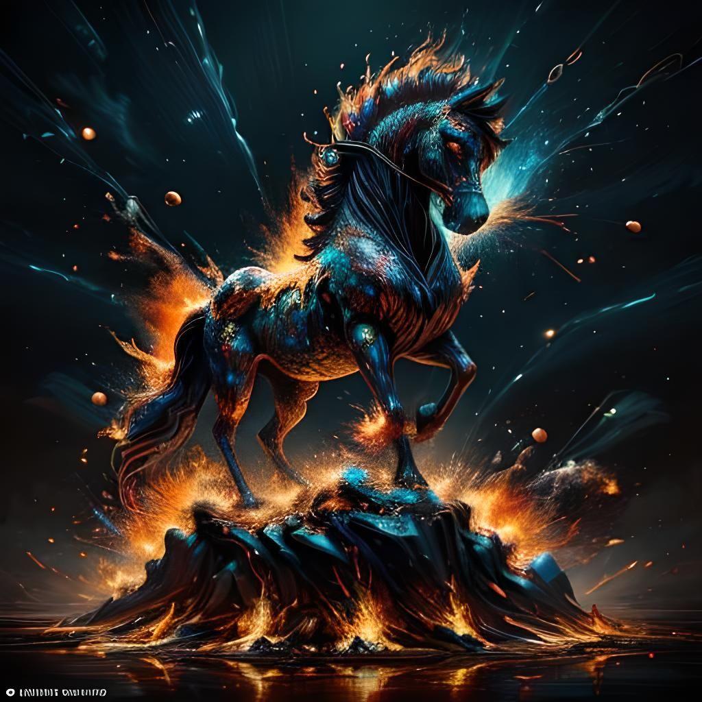 Molten Horse Statue Erupts in a Fiery Inferno of Bronze and....