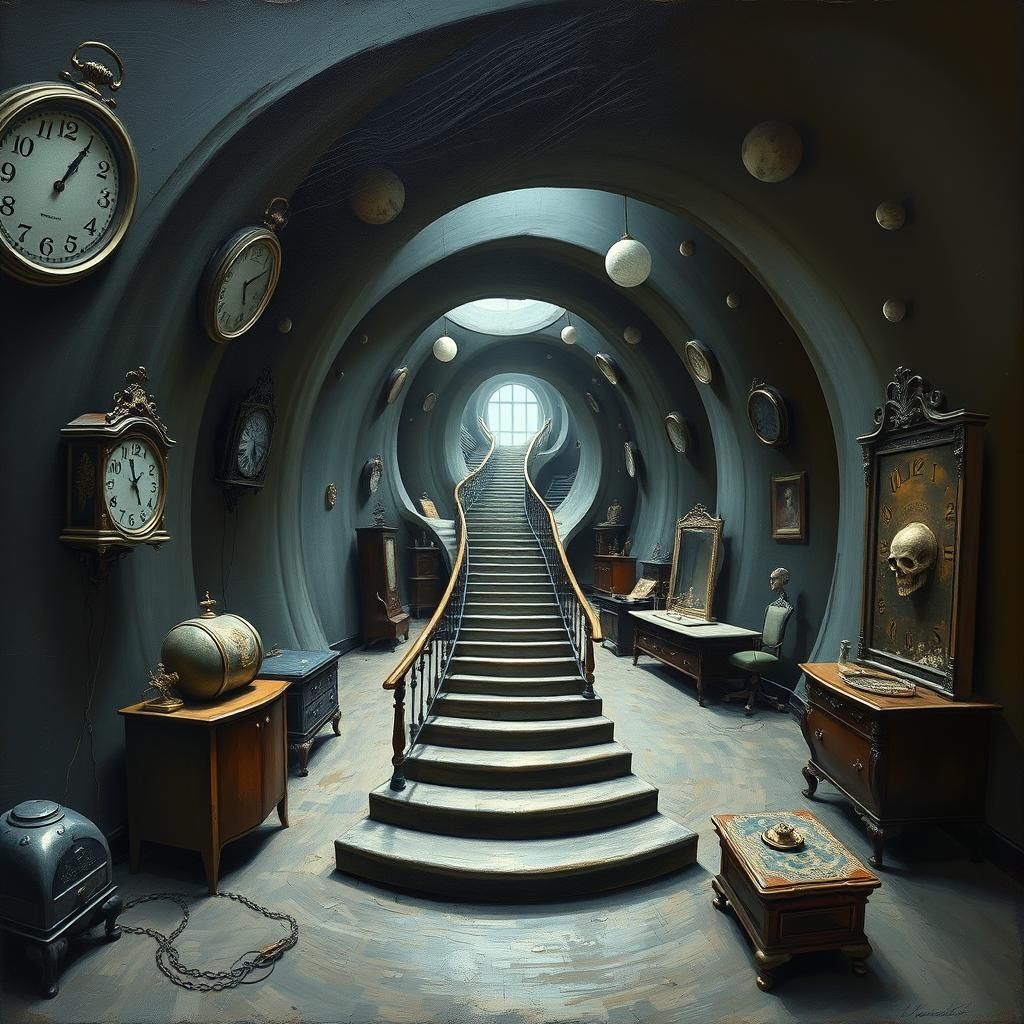 Dreamlike Labyrinth Entrance in Surrealist Style