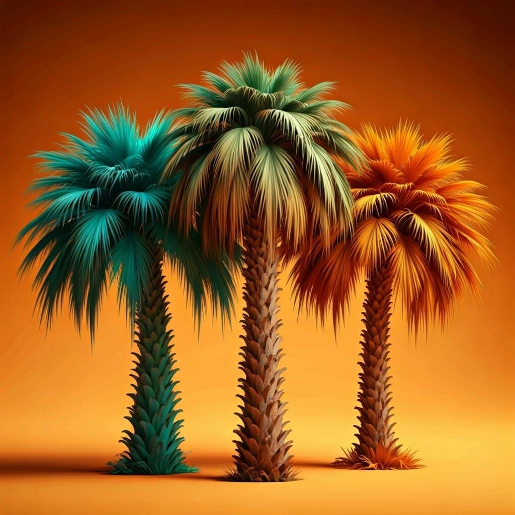 Vibrant Palm Trees in Bold Colors