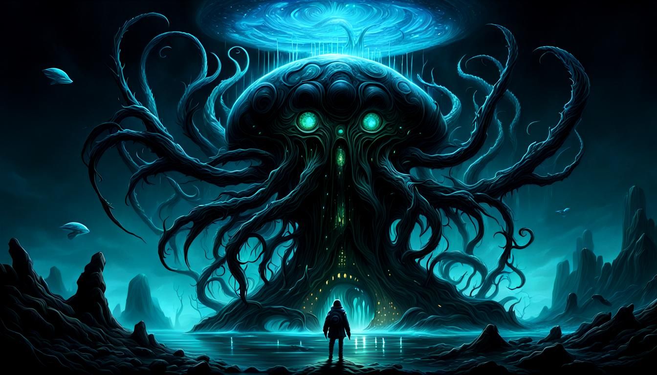 Surreal Dark Fantasy in Bioluminescent Splendor