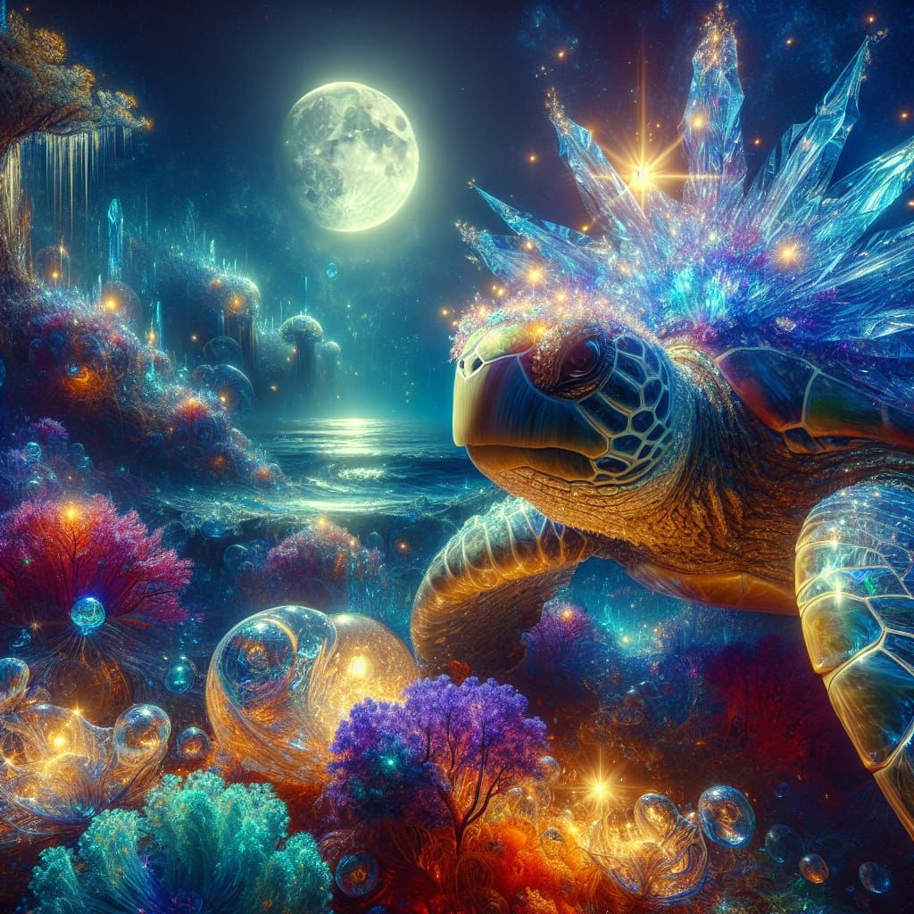 Surreal Underwater Ceremony with Crystalline Guide in Moonli...