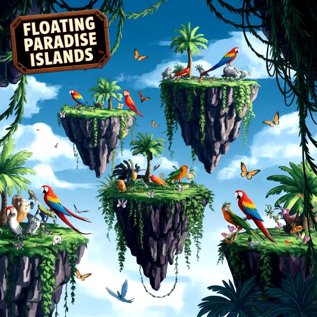 Sci-Fi Fantasy Floating Islands in the Sky