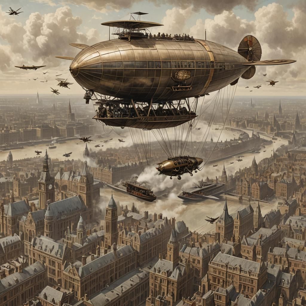 Mechanical Dragonfly Airplane Soars Above Steampunk Zeppelin...