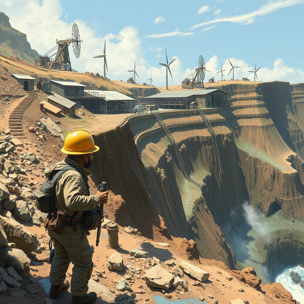 Cliffside Mining Operation in Dystopian Industrial Style