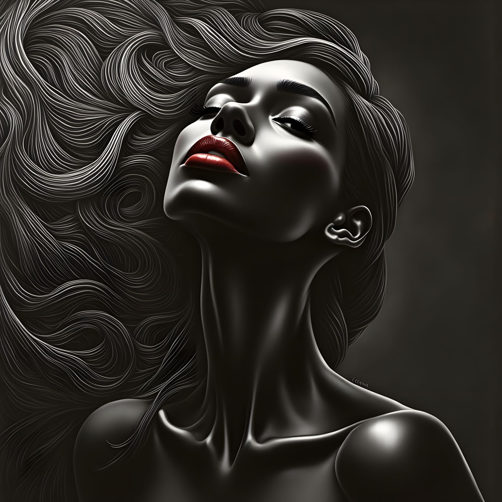 Illustration of a Beautiful Black Woman with Platinum Hair