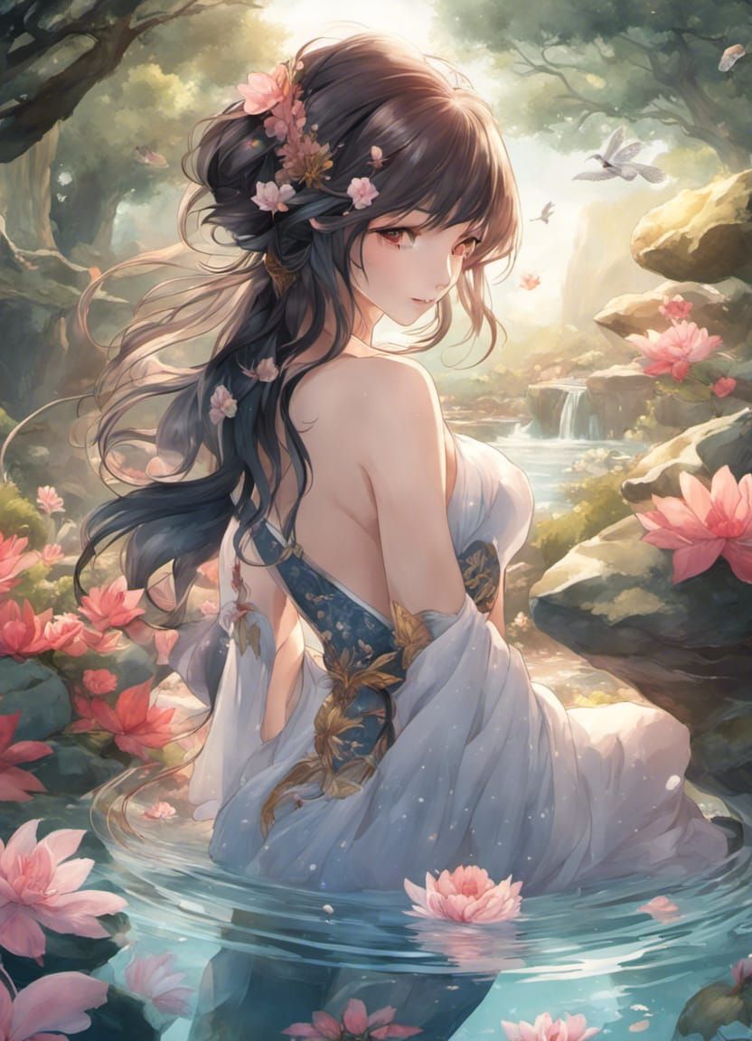 Ethereal Fantasy Cat Girl in Cosmic Landscape