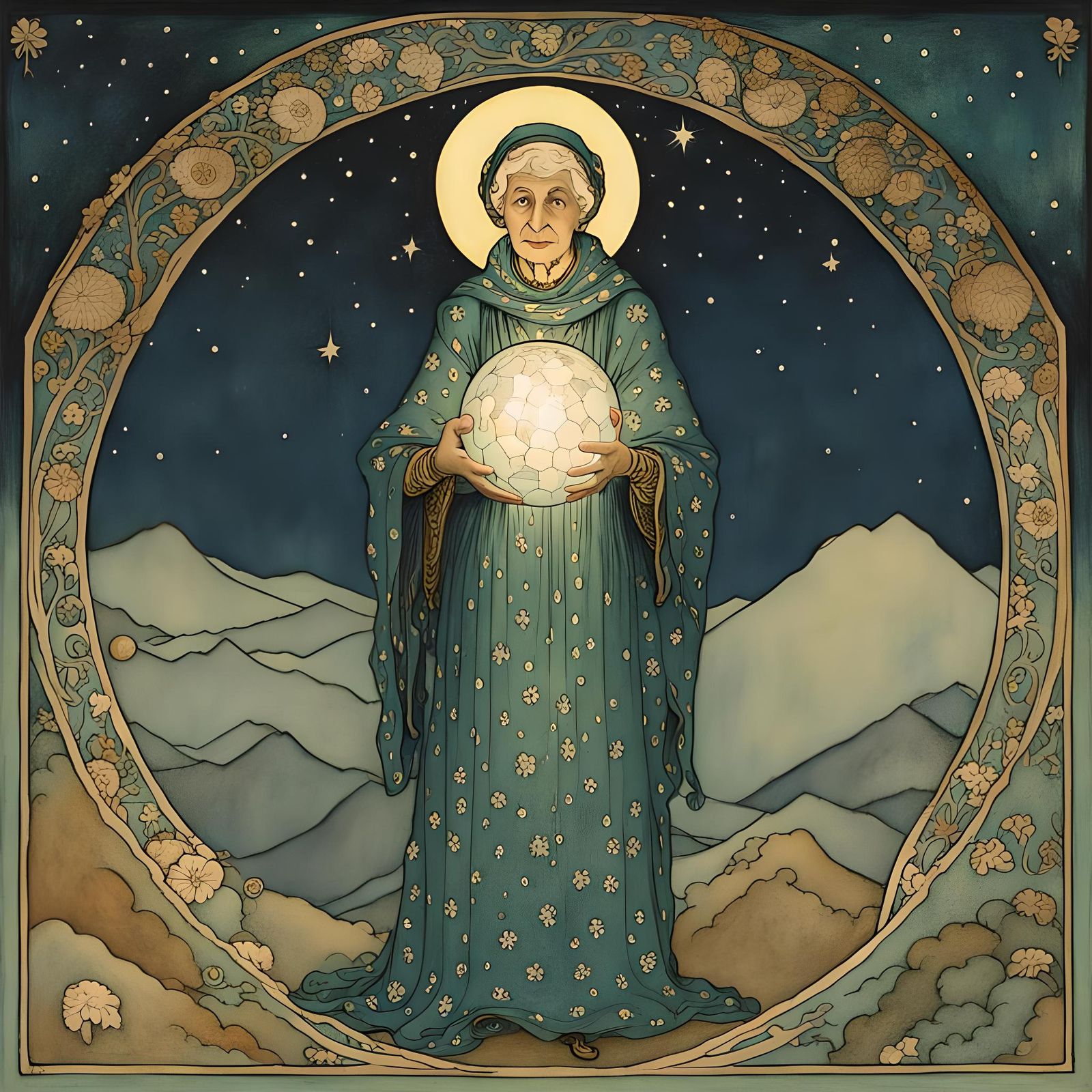 Ethereal Tarot Oracle Woman in Mystical Globe of Light