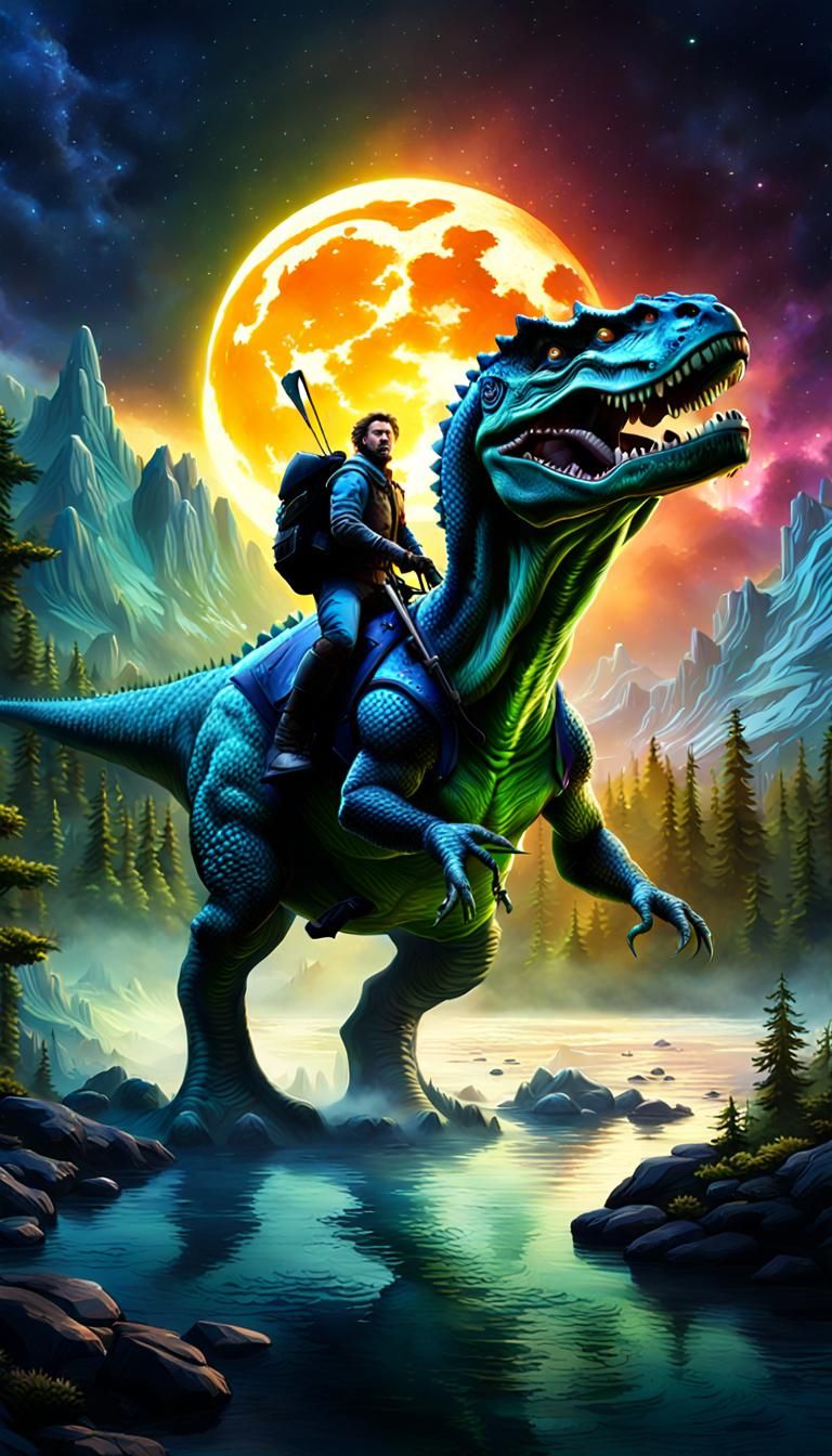 Riding a Dinosaur into the Crescent Moon Lake of Lightning