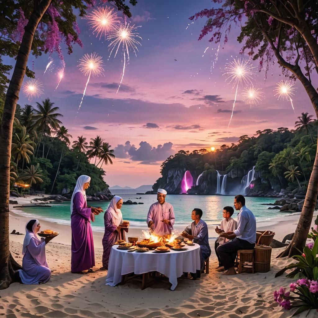 Idyllic Aidilfitri Celebration on a Tropical Island